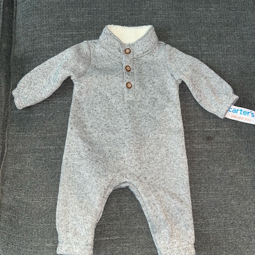 Carter's Gray Fleece Baby One Piece